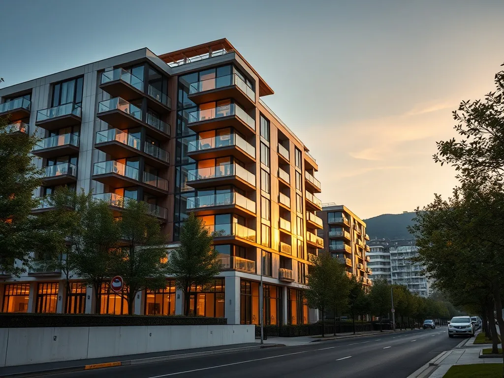 A modern, high-end residential building in Budapest with cle